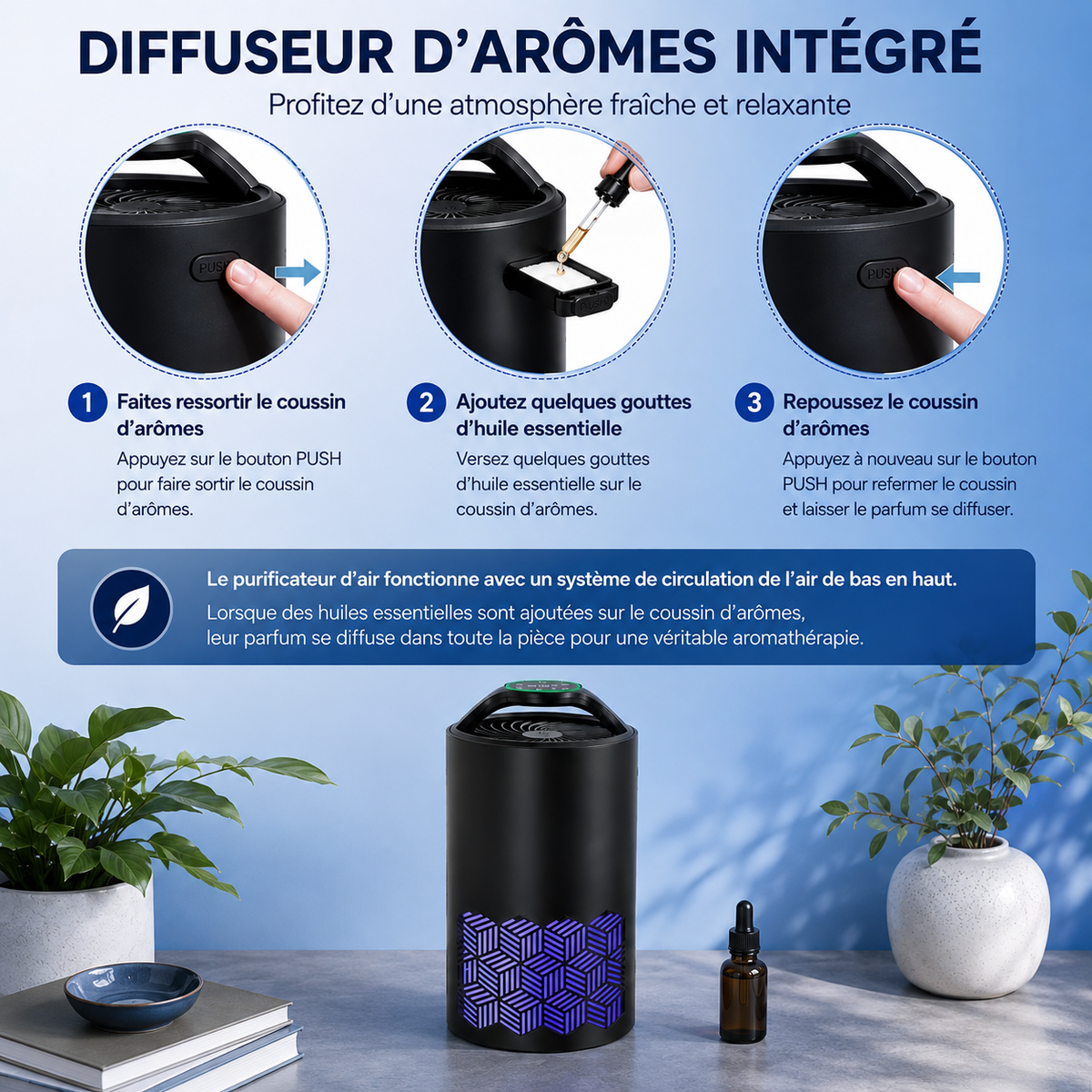 Purificateur d'air HEPA Airéa | Noir